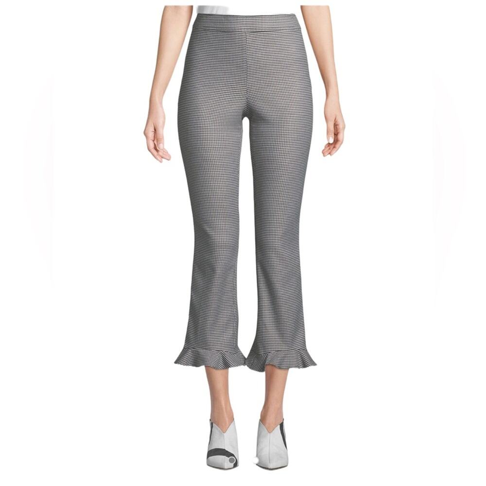 NEW Opening Ceremony Flare-Leg Houndstooth Ruffle Crop Pants Size 2